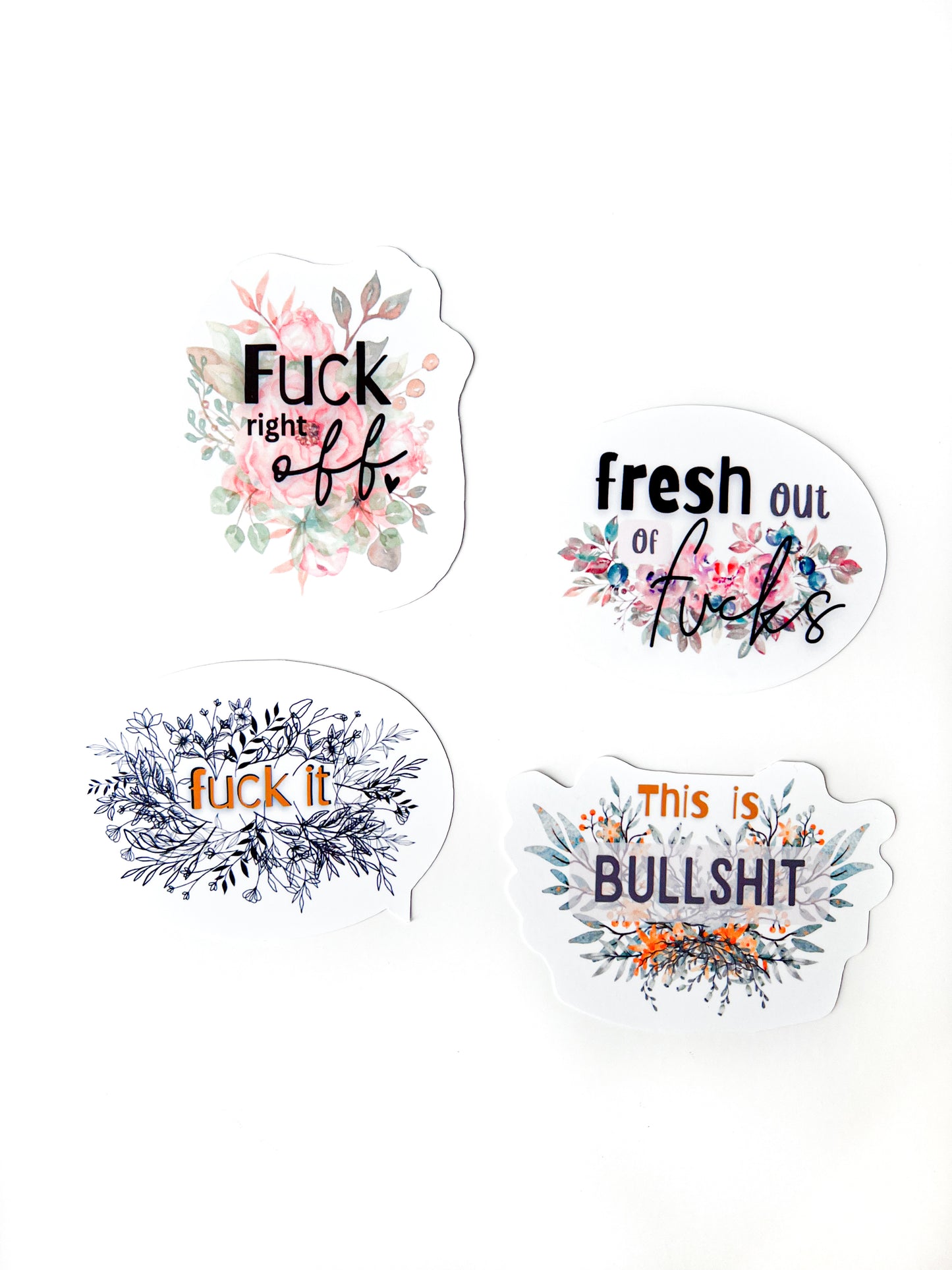 Floral Profanity Stickers - vinyl sticker set