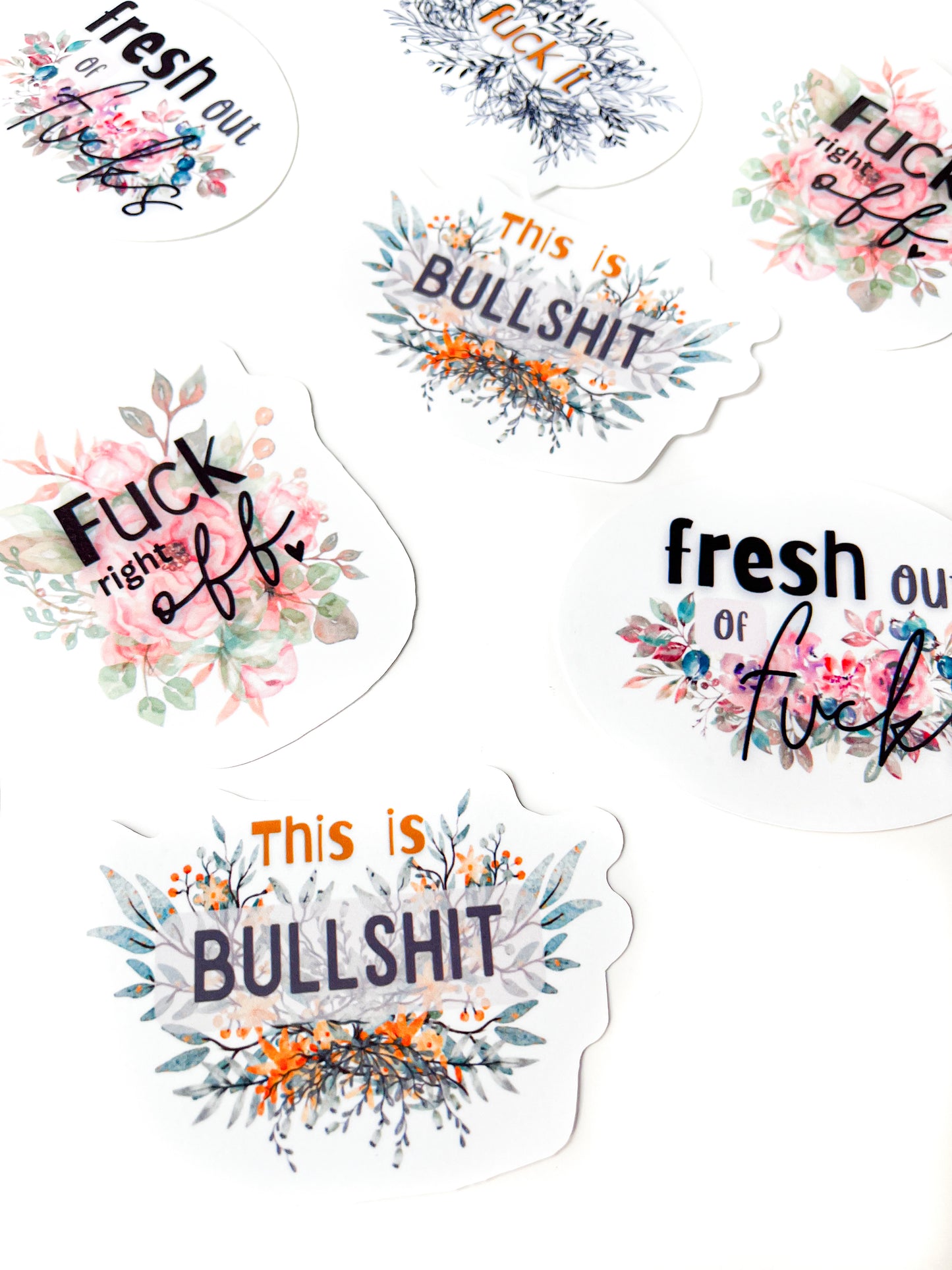 Floral Profanity Stickers - vinyl sticker set