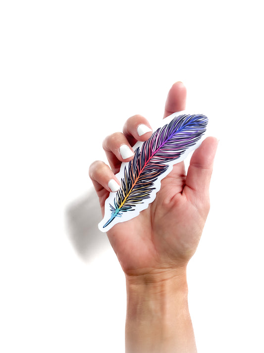 Rainbow Feather - vinyl sticker