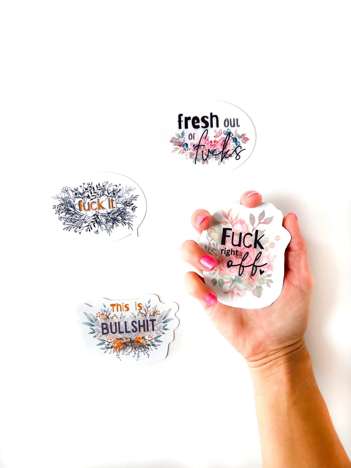 Floral Profanity Stickers - vinyl sticker set